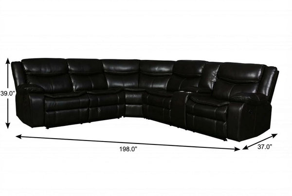 HomeRoots Brown U-Shaped Corner Sectional Sofa with Reclining Seats and Console for Stylish Living Spaces BROWN 366309