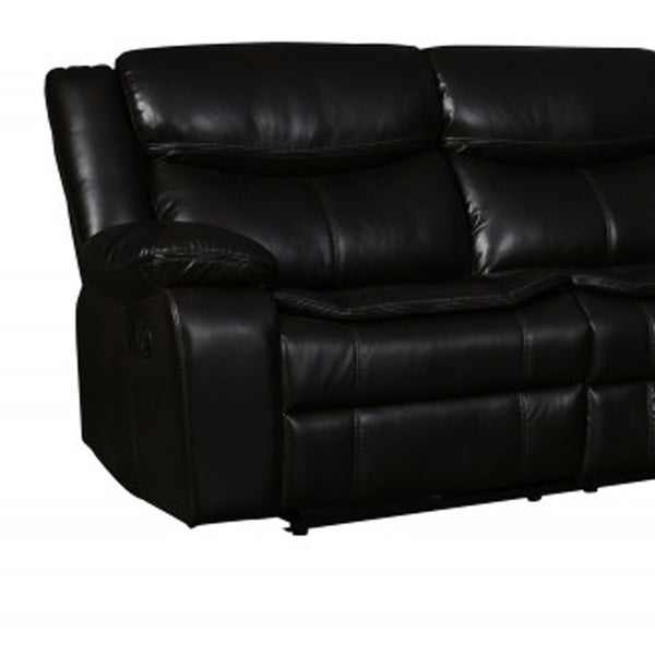 Homeroots Brown Polyester Blend Reclining U Shaped Three Piece Corner Sectional With Console Brown  366309