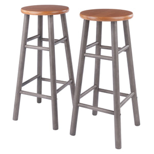 Winsome Wood Huxton 2-piece Bar Stool Set In Oyster Gray & Teak – Stylish, Compact Seating For Modern Spaces Oyster Gray ,Teak Solid Wood 36630-winsome-wood