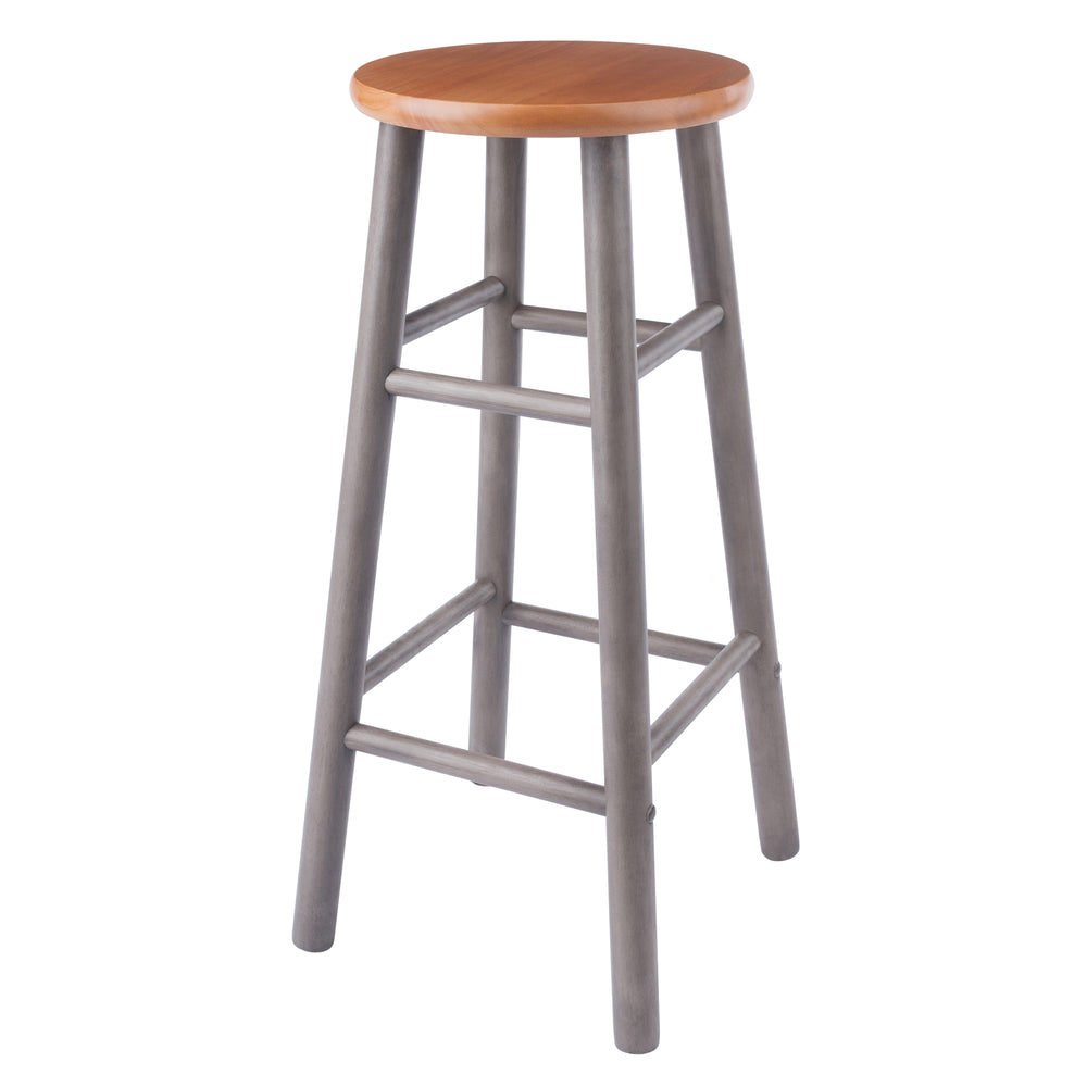 Winsome Wood Huxton 2-piece Bar Stool Set In Oyster Gray & Teak – Stylish, Compact Seating For Modern Spaces Oyster Gray ,Teak Solid Wood 36630-winsome-wood