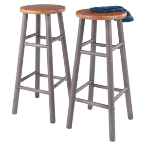 Winsome Wood Huxton 2-piece Bar Stool Set In Oyster Gray & Teak – Stylish, Compact Seating For Modern Spaces Oyster Gray ,Teak Solid Wood 36630-winsome-wood