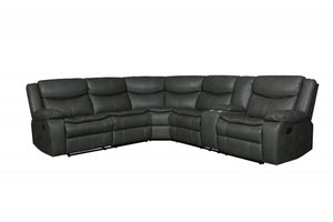 HomeRoots Gray Corner Sectional Sofa - U-Shaped Three-Piece Design with Reclining Seats and Built-In Console GREY 366310