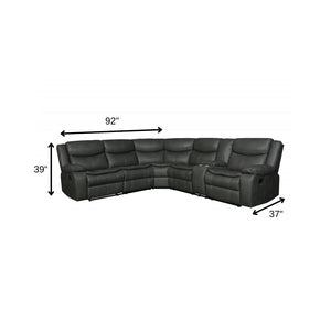 HomeRoots Gray Corner Sectional Sofa - U-Shaped Three-Piece Design with Reclining Seats and Built-In Console GREY 366310