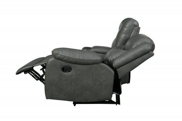 HomeRoots Gray Corner Sectional Sofa - U-Shaped Three-Piece Design with Reclining Seats and Built-In Console GREY 366310