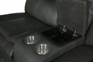 HomeRoots Gray Corner Sectional Sofa - U-Shaped Three-Piece Design with Reclining Seats and Built-In Console GREY 366310