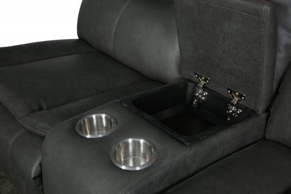 HomeRoots Gray Corner Sectional Sofa - U-Shaped Three-Piece Design with Reclining Seats and Built-In Console GREY 366310