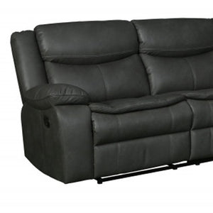 HomeRoots Gray Corner Sectional Sofa - U-Shaped Three-Piece Design with Reclining Seats and Built-In Console GREY 366310