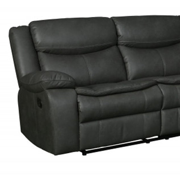 HomeRoots Gray Corner Sectional Sofa - U-Shaped Three-Piece Design with Reclining Seats and Built-In Console GREY 366310