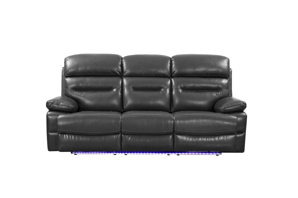 Homeroots 89" Gray Faux Leather Usb Sofa With Black Legs   366316