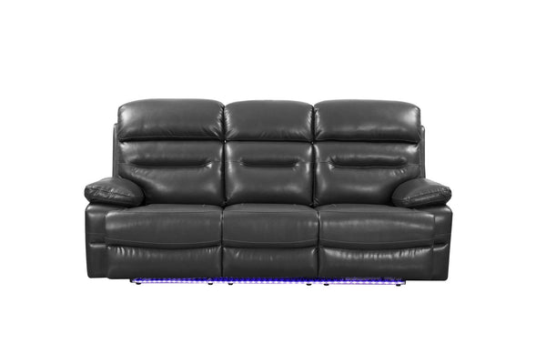 Homeroots 89" Gray Faux Leather Usb Sofa With Black Legs   366316