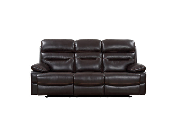 Homeroots 89" Brown Faux Leather Sofa With Black Legs   366321