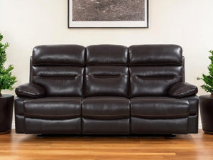 Homeroots 89" Brown Faux Leather Sofa With Black Legs   366321