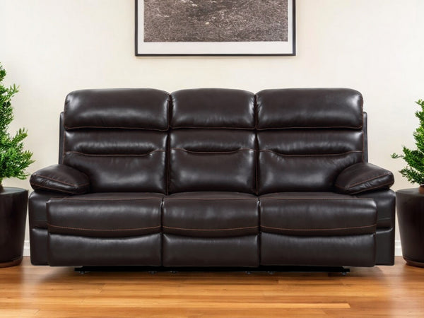Homeroots 89" Brown Faux Leather Sofa With Black Legs   366321
