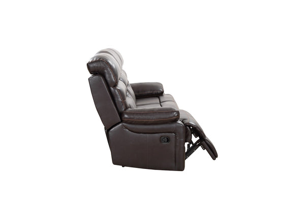 Homeroots 89" Brown Faux Leather Sofa With Black Legs   366321