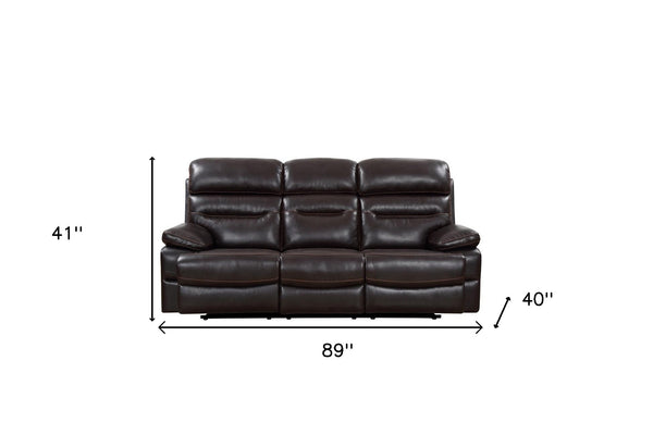 Homeroots 89" Brown Faux Leather Sofa With Black Legs   366321