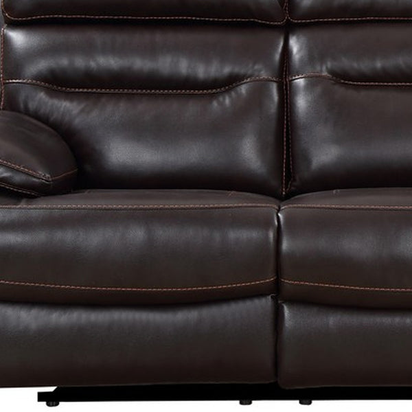Homeroots 89" Brown Faux Leather Sofa With Black Legs   366321