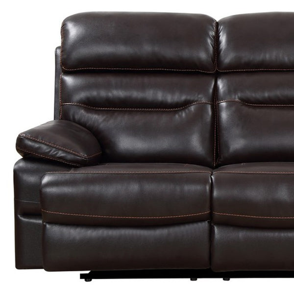 Homeroots 89" Brown Faux Leather Sofa With Black Legs   366321