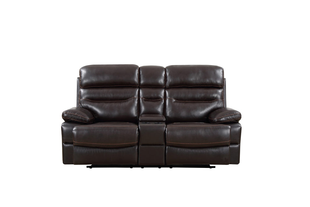 Homeroots 78" Brown Faux Leather Manual Reclining Love Seat With Storage   366322