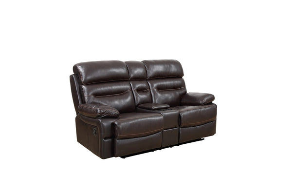 Homeroots 78" Brown Faux Leather Manual Reclining Love Seat With Storage   366322