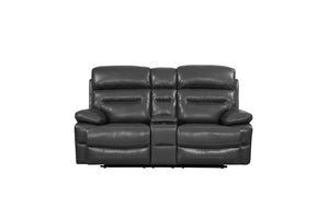 Homeroots 78" Gray Faux Leather Manual Reclining Love Seat With Storage   366327
