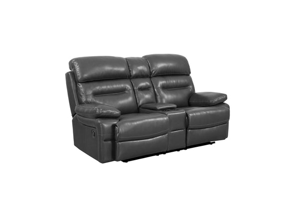 Homeroots 78" Gray Faux Leather Manual Reclining Love Seat With Storage   366327