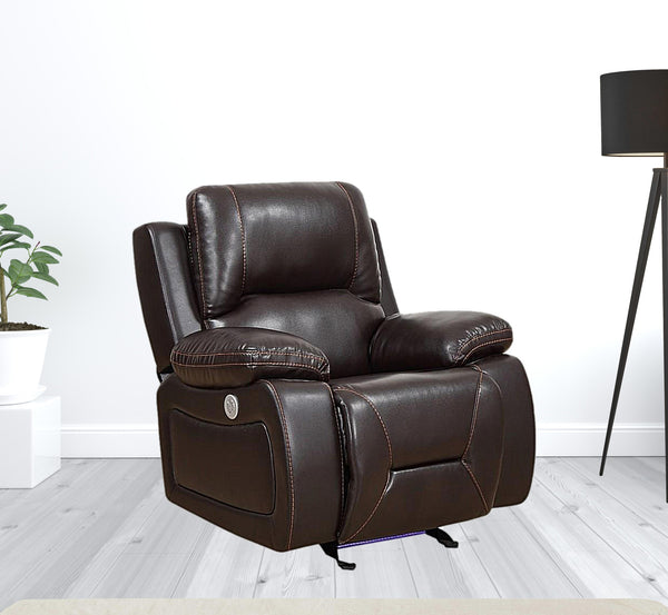 Homeroots 44 X 40" X 40" Brown  Power Reclining Chair   366348