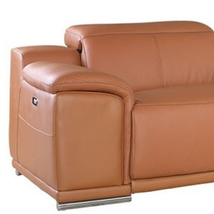Homeroots Three Piece Indoor Italian Leather Seating Set For Six – Luxurious Comfort & Stylish Design Camel  366353