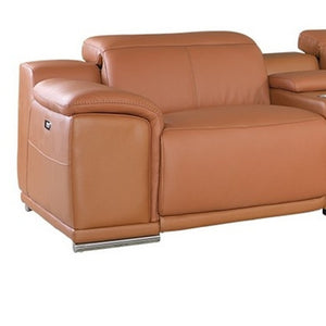 Homeroots Three Piece Indoor Italian Leather Seating Set For Six – Luxurious Comfort & Stylish Design Camel  366353