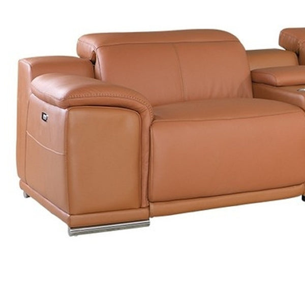 Homeroots Three Piece Indoor Italian Leather Seating Set For Six – Luxurious Comfort & Stylish Design Camel  366353