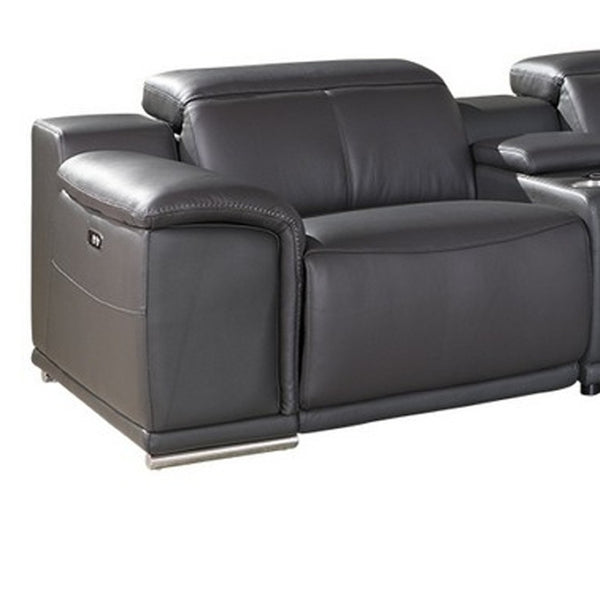 Homeroots Three Piece Indoor Italian Leather Seating Set For Six – Luxurious Comfort & Stylish Design Grey  366358