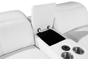 Homeroots White Italian Leather Power Reclining U Shaped Six Piece Corner Sectional With Console White  366361