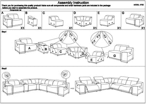 Homeroots White Italian Leather Power Reclining U Shaped Six Piece Corner Sectional With Console White  366361