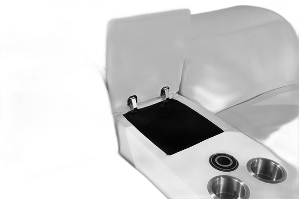 Homeroots White Italian Leather Power Reclining U Shaped Six Piece Corner Sectional With Console White  366361