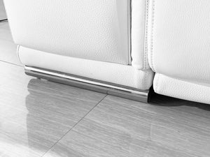 Homeroots White Italian Leather Power Reclining U Shaped Eight Piece Corner Sectional With Console White  366364