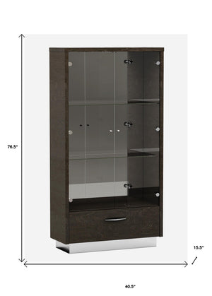 Homeroots 41" Silver And Gray Brown Accent Cabinet With One Drawer  Manufactured Wood 366366