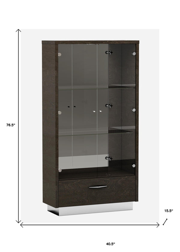 Homeroots 41" Silver And Gray Brown Accent Cabinet With One Drawer  Manufactured Wood 366366