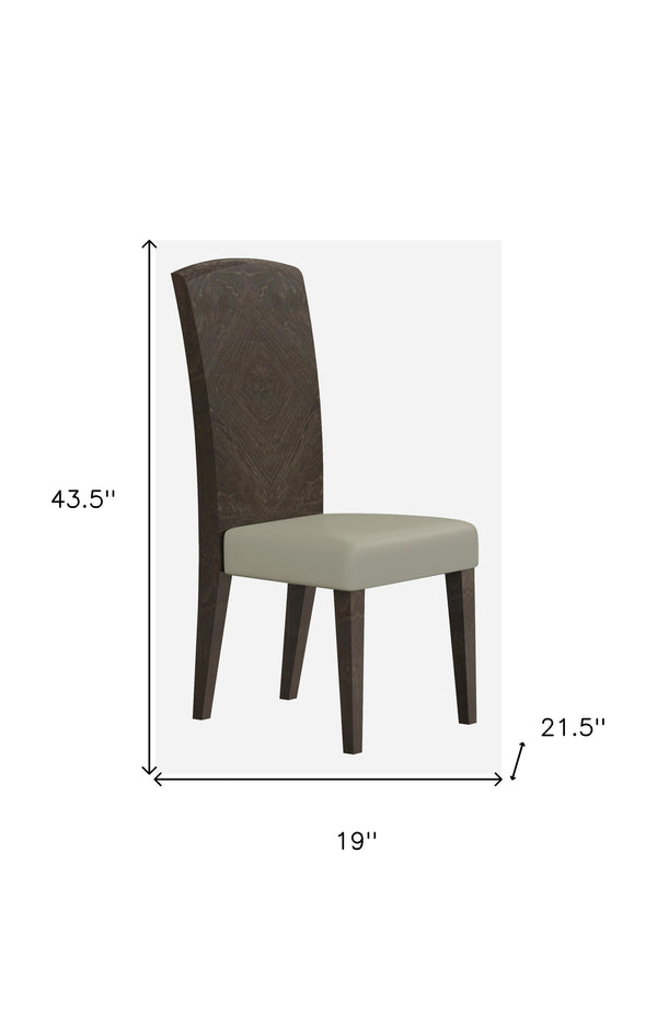 Homeroots Set Of Two Gray And Espresso Upholstered Dining Side Chairs  Wood 366368