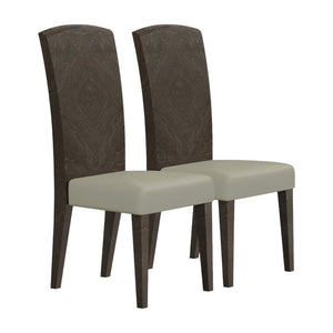 Homeroots Set Of Two Gray And Espresso Upholstered Dining Side Chairs  Wood 366368