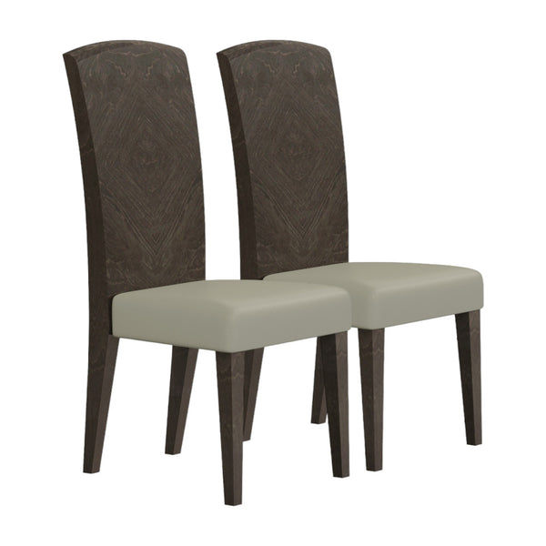 Homeroots Set Of Two Gray And Espresso Upholstered Dining Side Chairs  Wood 366368