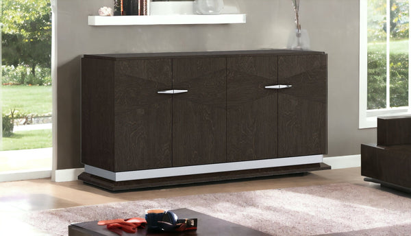 Homeroots 72" Gray Two Drawer Buffet Table Soft Close With Four Doors   366369