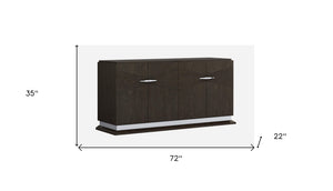 Homeroots 72" Gray Two Drawer Buffet Table Soft Close With Four Doors   366369