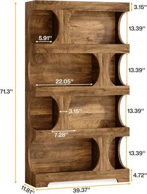 English Elm Practical S-shaped Bookcase Four Tier Mdf Shelving Unit for Living Room or Office T3971P452699