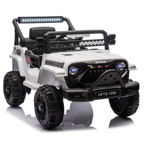 English Elm 12v Kids Electric Ride on Truck with Parental Remote Four Wheel Suspension and Led Lights White W1578P187457