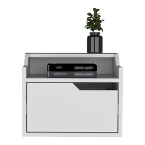 English Elm Winchester Floating Nightstand with Dual-Tier Surface, Spacious Drawer, Wall-Mount Modern Storage White 18 L x 17 W x 5 H B097P199739