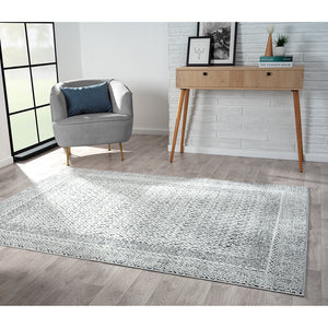 Madison Park Kenzie Global Inspired Moroccan Bordered Global Woven Area Rug MP35-8071 Grey/Cream