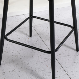 English Elm Counter Upholstered Swivel Bar Stools Set of 2 — Mid-Century Modern Comfort, 360° Rotation, Durable Metal Legs Black W2200P233486