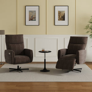 English Elm Power Swivel Velvet Recliner with Usb Charging for Living Room or Home Office Brown W3568P431989