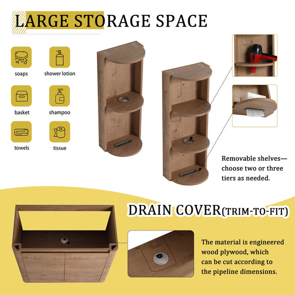 English Elm 36'' Freestanding Bathroom Vanity With Ceramic Sink, Soft-Close Doors & Stylish Storage Solutions W999S00403
