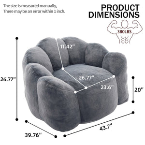 English Elm Lotus memory foam bean bag sofa with pull ring — anti-fouling faux fur, non-slip base, cozy support Gray W2311P357141