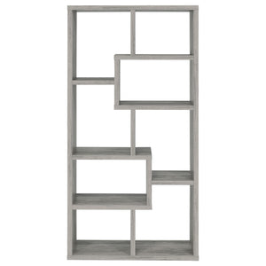 English Elm Geometric Bookcase with 7 Open Shelves for Home Decor, Modern Sturdy Engineered Wood Accent Tower Driftwood,Grey 71.88 L x 14.14 W x 8.87 H B011P305076